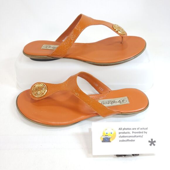 Brighton Pansy Slip On Leather Slide Sandals Womens Size 6.5 119 Orange - Picture 5 of 9